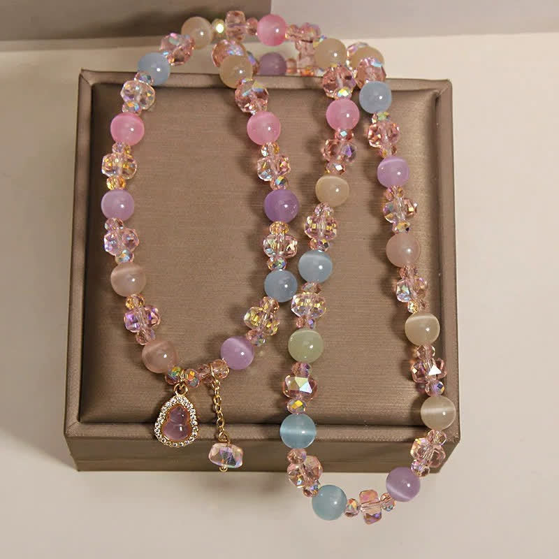Buddha Stones Veelkleurige Armband met liefdeskralen in de vorm van een kattenoogkalebas - image 3