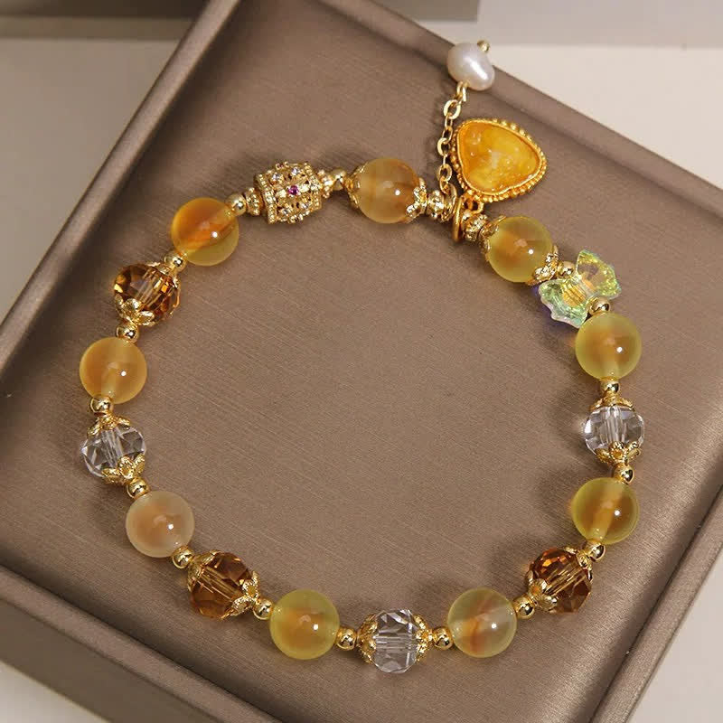 Buddha Stones Armband met kralen van gele snoepagaat en Boeddha-hoop - image 8