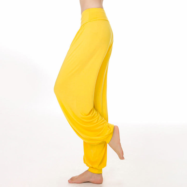 Buddha Stones Effen, losse modal yoga- en dansharembroek - Geel - US12, UK/AU16, EU44 (3XL) - image 27