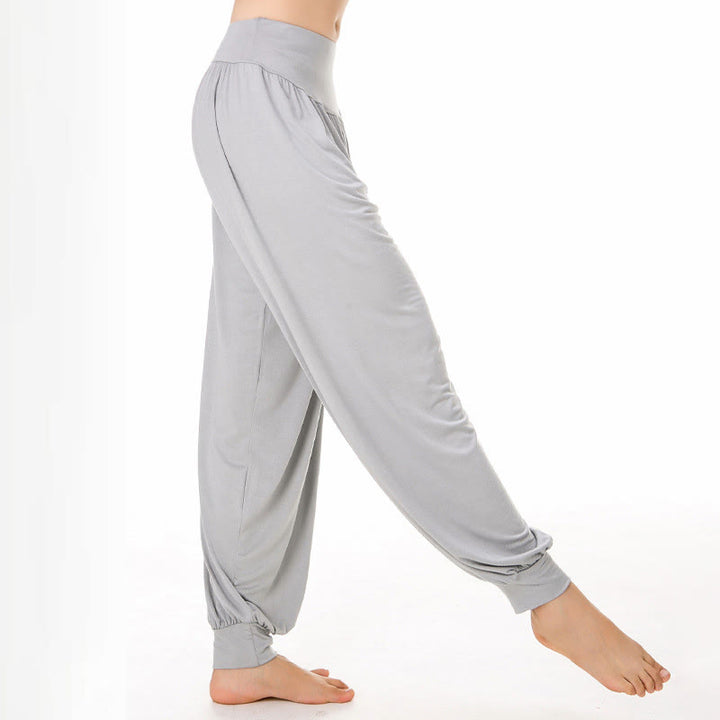 Buddha Stones Effen, losse modal yoga- en dansharembroek - Lichtgrijs - US12, UK/AU16, EU44 (3XL) - image 8