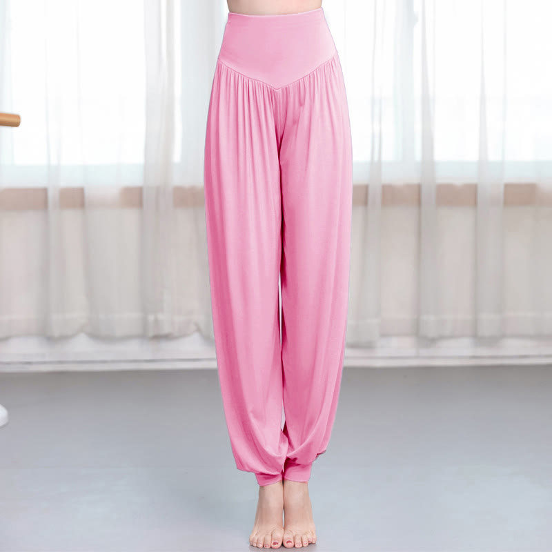Buddha Stones Effen, losse modal yoga- en dansharembroek - Lichtroze - US12, UK/AU16, EU44 (3XL) - image 9
