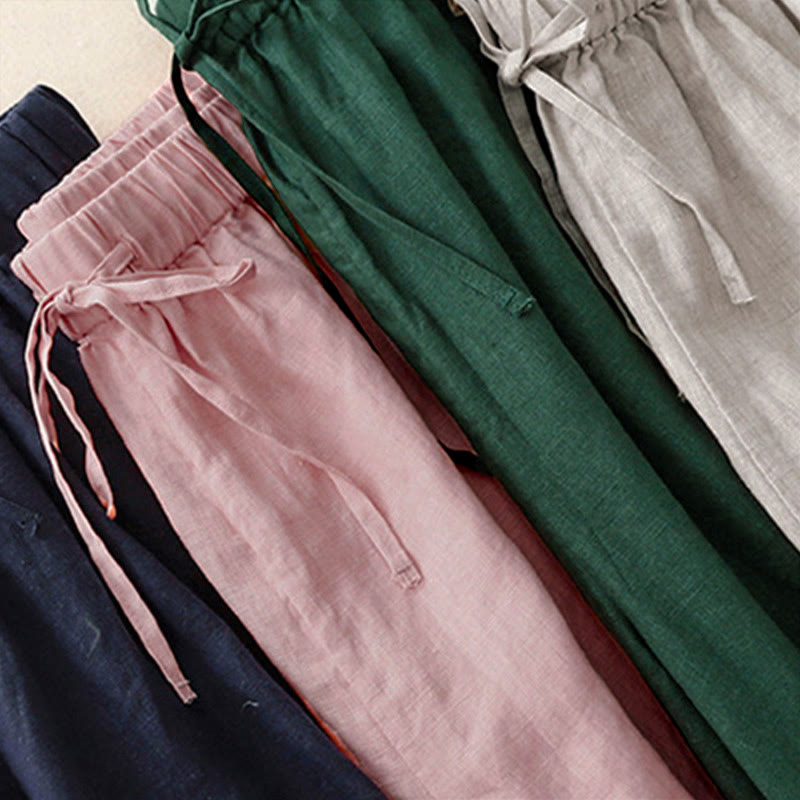 Buddha Stones Zomerse dames capri broek met elastische Taille , Cropped en wijde pijpen, met Zakken. - image 28