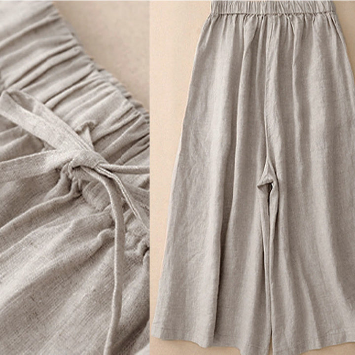 Buddha Stones Zomerse dames capri broek met elastische Taille , Cropped en wijde pijpen, met Zakken. - image 17
