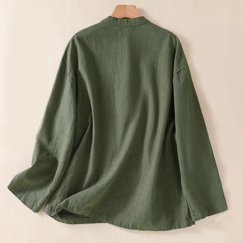 Buddha Stones Casual Ronde hals met Lange mouw, knoopjes en Zakken. - image 1