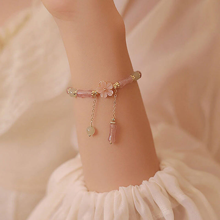 Buddha Stones Romantische Armband van aardbeikwarts, bamboe en Hetian-jade - image 11