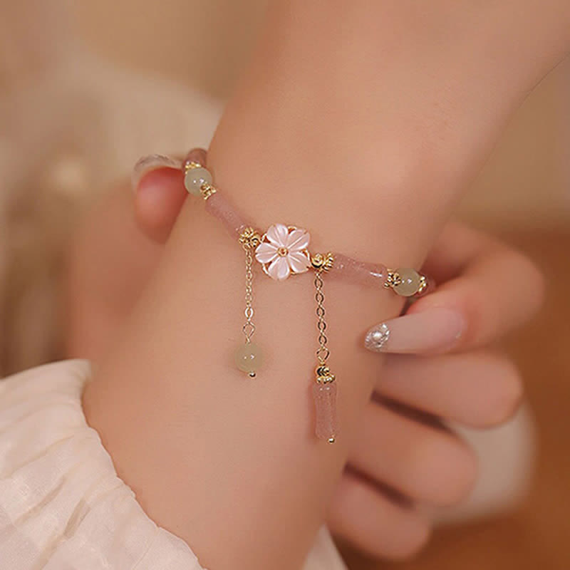 Buddha Stones Romantische Armband van aardbeikwarts, bamboe en Hetian-jade - image 2