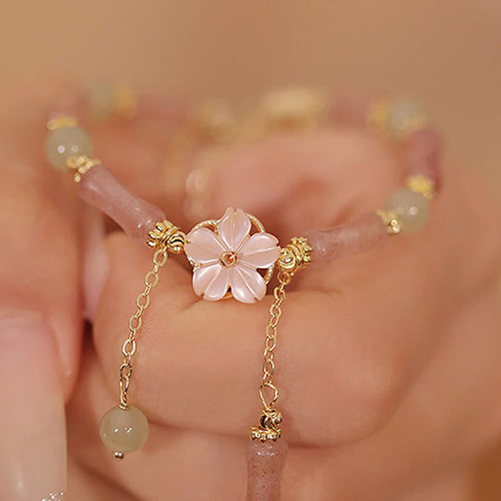 Buddha Stones Romantische Armband van aardbeikwarts, bamboe en Hetian-jade - image 14