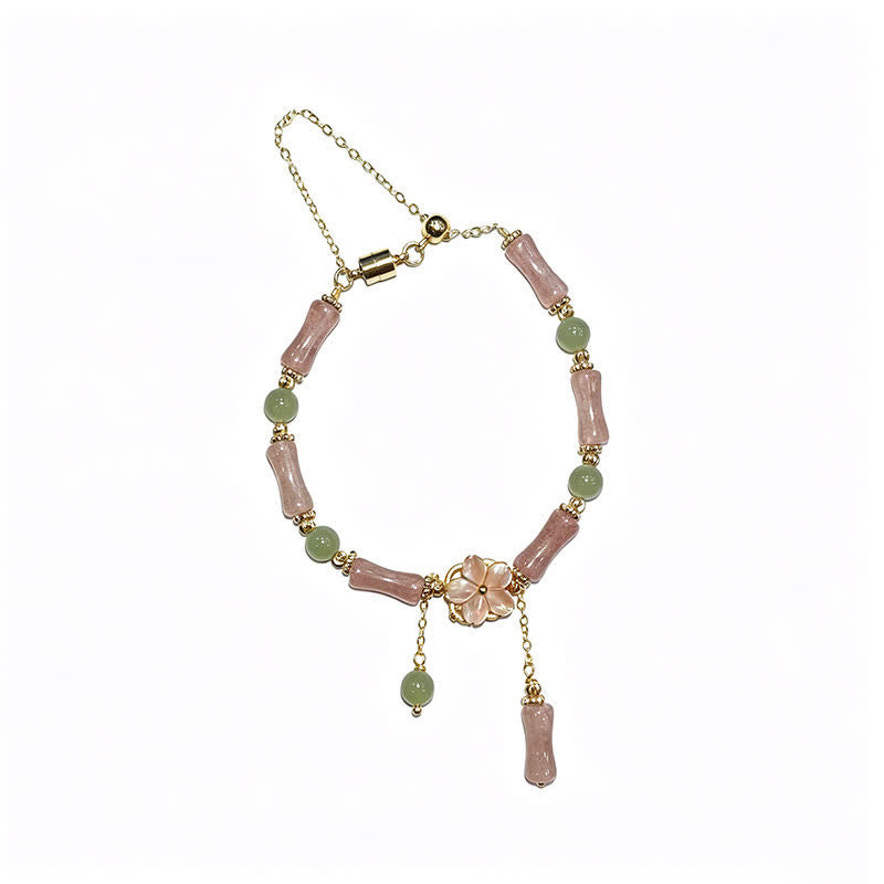 Buddha Stones Romantische Armband van aardbeikwarts, bamboe en Hetian-jade - image 15