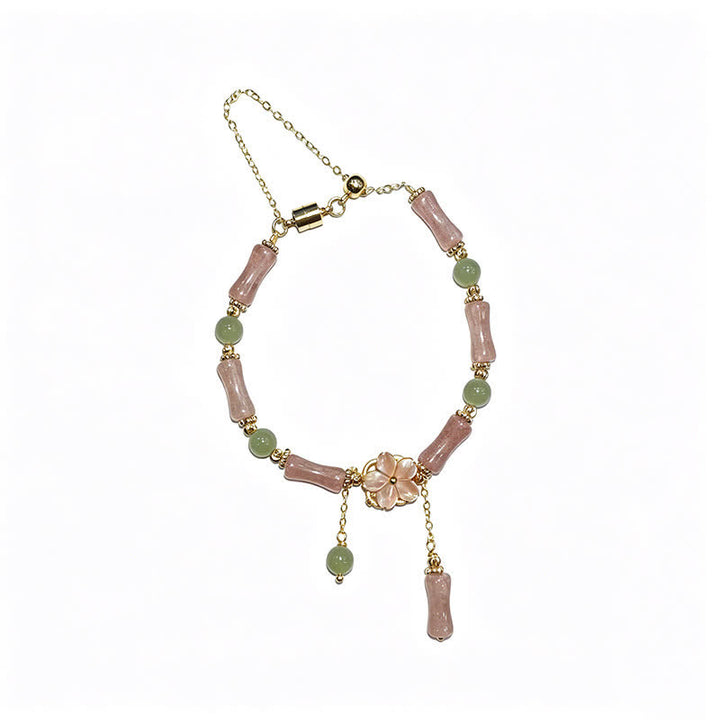 Buddha Stones Romantische Armband van aardbeikwarts, bamboe en Hetian-jade - image 15