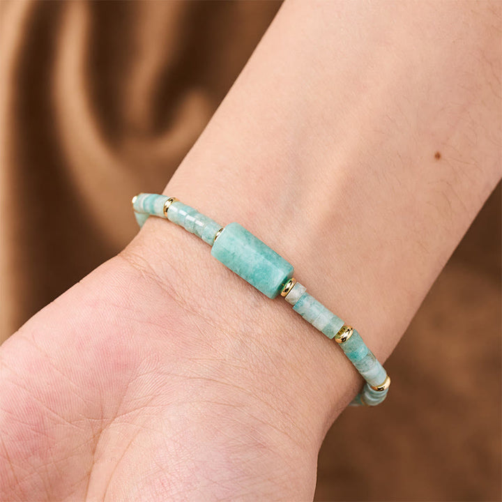 Buddha Stones Amethist Amazoniet Aardbeikwarts Sodaliet Waarheid Gefacetteerde Cilinder Armband - image 6
