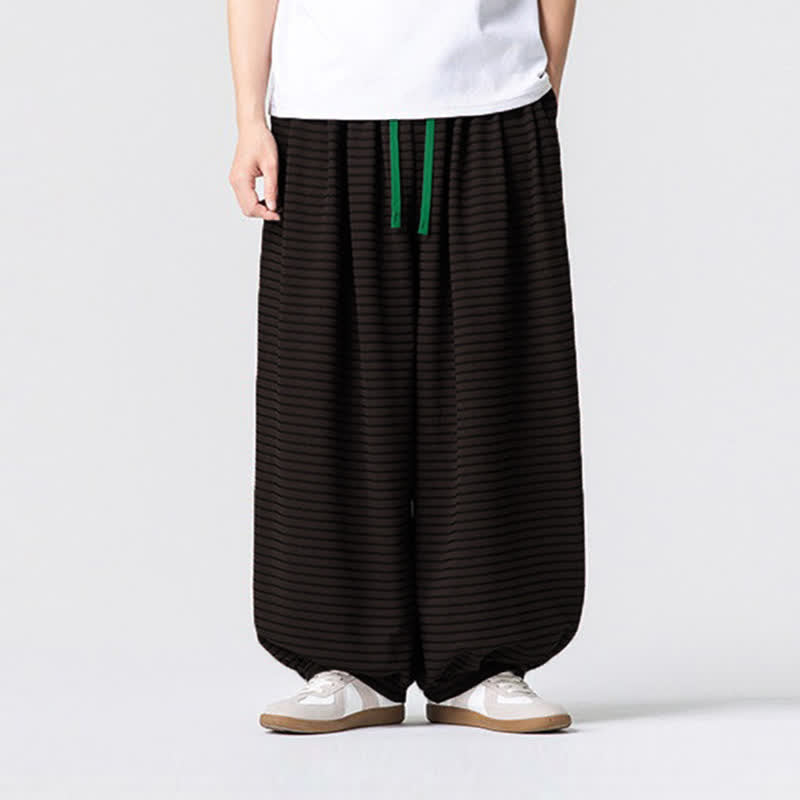Buddha Stones Casual minimalistische herenbroek met trekkoord, gestreept design en Enkellengte pijpen, geschikt voor de herfst. - Zadelbruin - US/UK/AU42, EU52 (3XL) - image 0