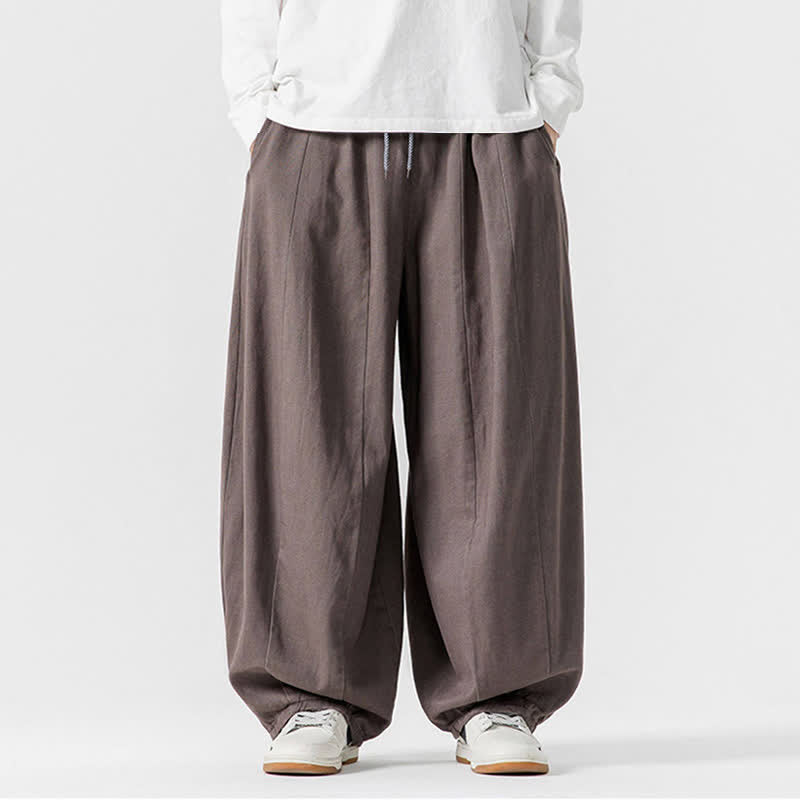 Buddha Stones Casual, eenvoudige, effen katoenen Lang broek met Zakken en zakken voor de herfst. - Grijs - US/UK/AU46, EU56 (5XL) - image 0