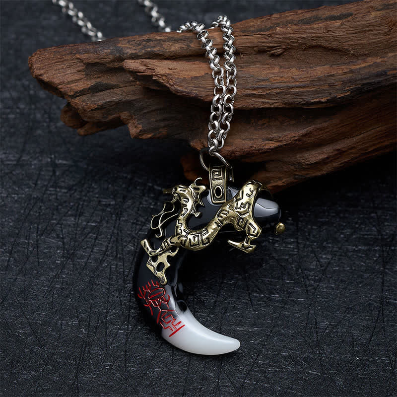 Buddha Stones Drakenkracht Halvemaan Hanger Ketting - image 11