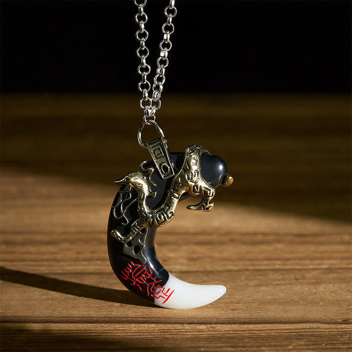 Buddha Stones Drakenkracht Halvemaan Hanger Ketting - image 14