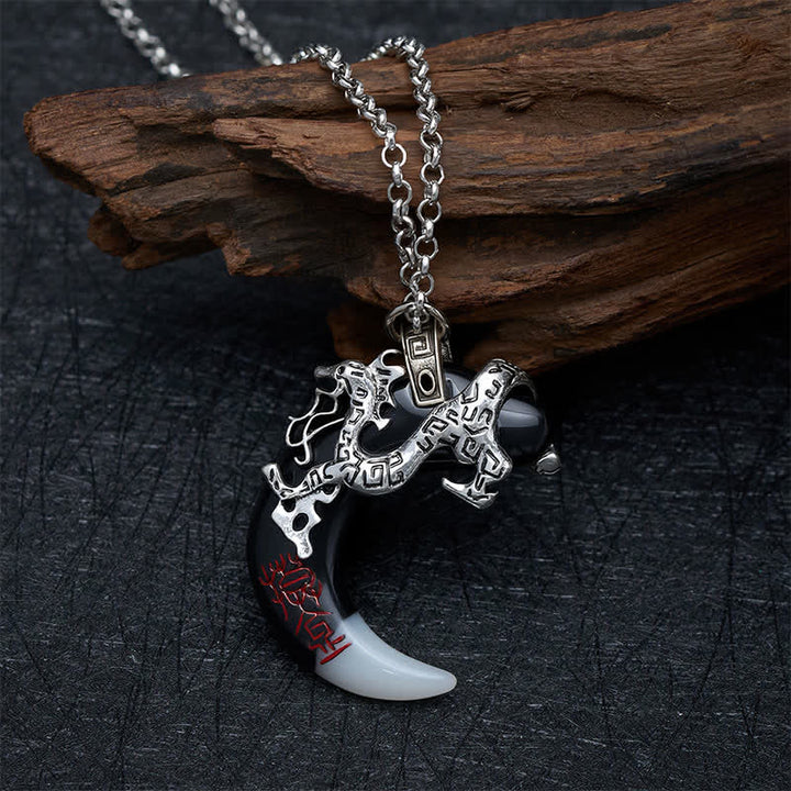 Buddha Stones Drakenkracht Halvemaan Hanger Ketting - image 3
