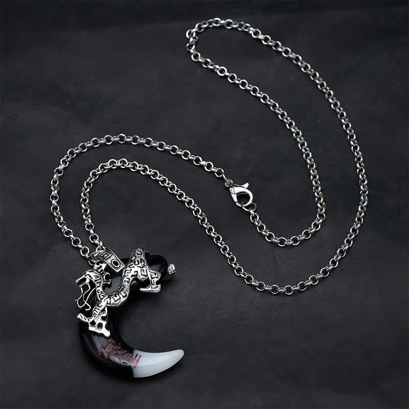Buddha Stones Drakenkracht Halvemaan Hanger Ketting - image 1