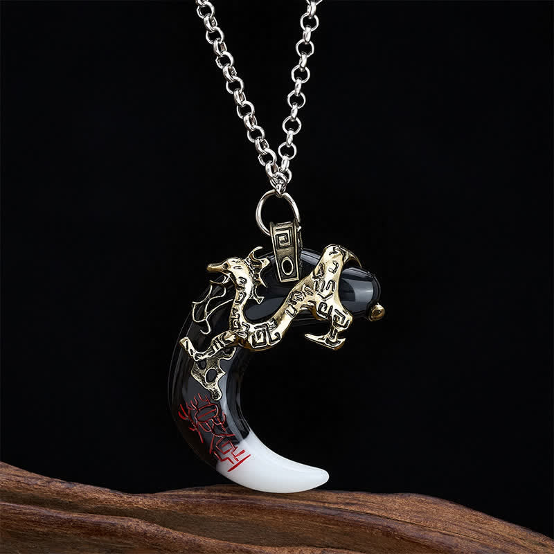 Buddha Stones Drakenkracht Halvemaan Hanger Ketting - Goud - image 8