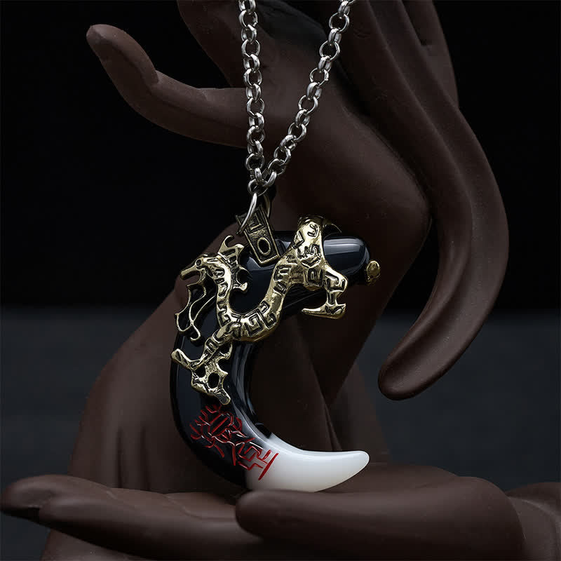 Buddha Stones Drakenkracht Halvemaan Hanger Ketting - image 12
