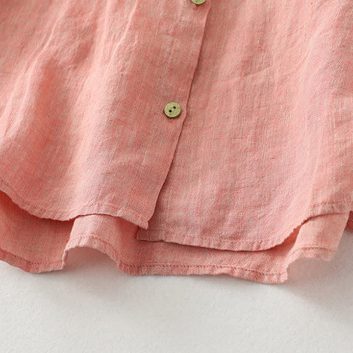 Buddha Stones Casual effen damesblouse met knoopjes en korte Mouwlengte - image 15