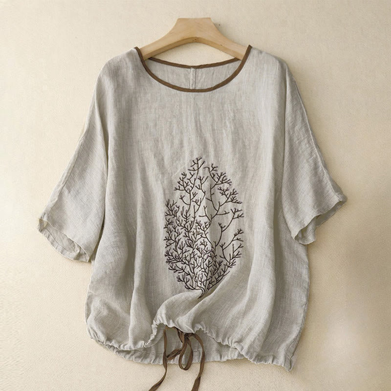 Buddha Stones Casual T-shirt met ronde Mouwlengte en korte mouwen voor dames, met Ronde hals. - Lichtgrijs - Mouwlengte mouw - US14, UK/AU18, EU46 (2XL) - image 0