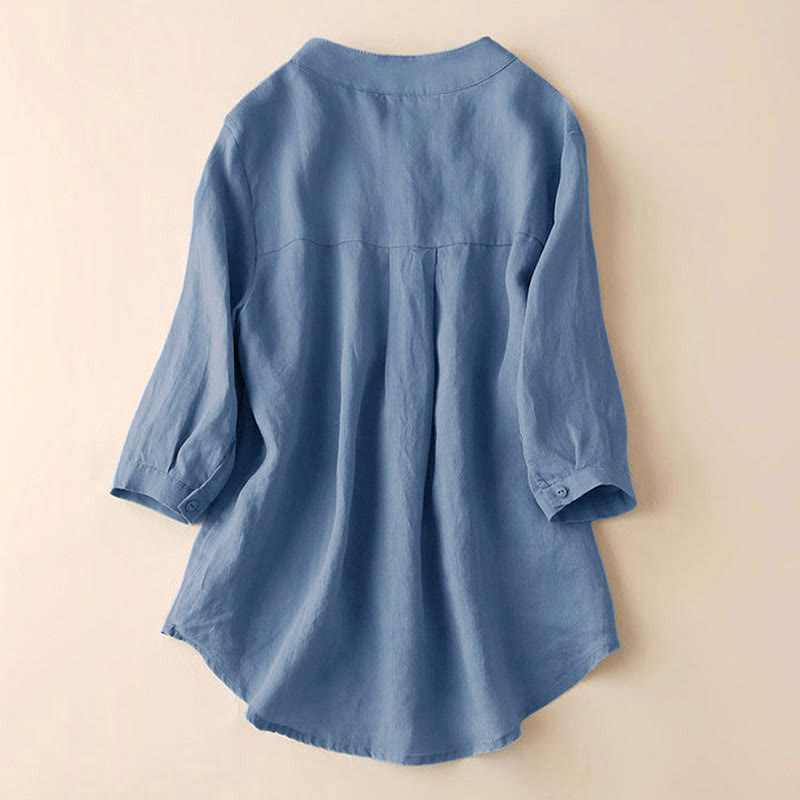 Buddha Stones Casual damesblouse met V-hals en Mouwlengte . - image 2