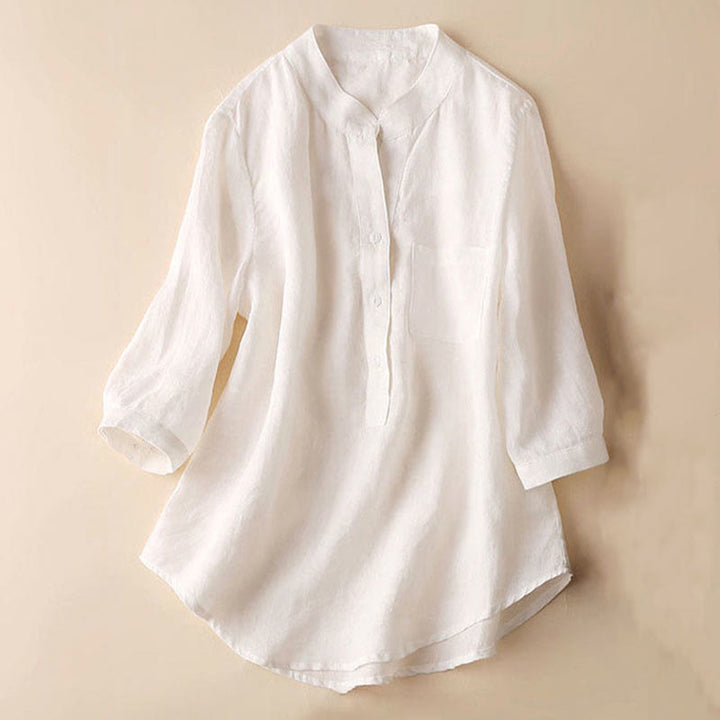 Buddha Stones Casual damesblouse met V-hals en Mouwlengte . - Wit - US12, UK/AU16, EU44 (3XL) - image 12