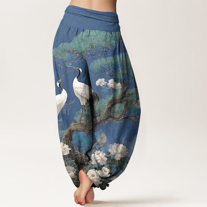 Buddha Stones Dames harembroek met elastische Taille en kraanvogelbloesempatroon - image 2
