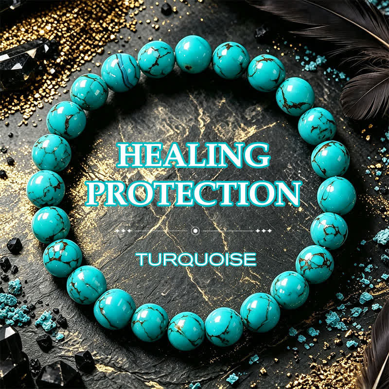 Buddha Stones Beschermende Armband met turkooizen kralen - Turkoois (Zuivering ♥ Rust) - image 0