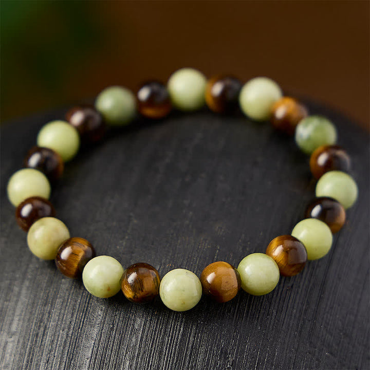 Buddha Stones Ronde Armband van tijgeroogjade voor extra kracht - image 2