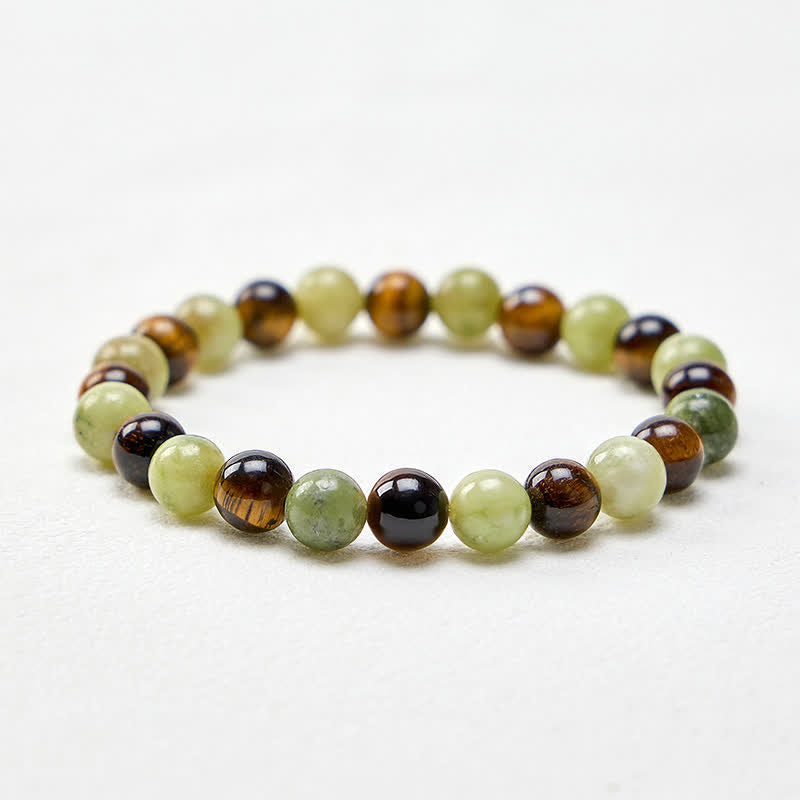 Buddha Stones Ronde Armband van tijgeroogjade voor extra kracht - image 4