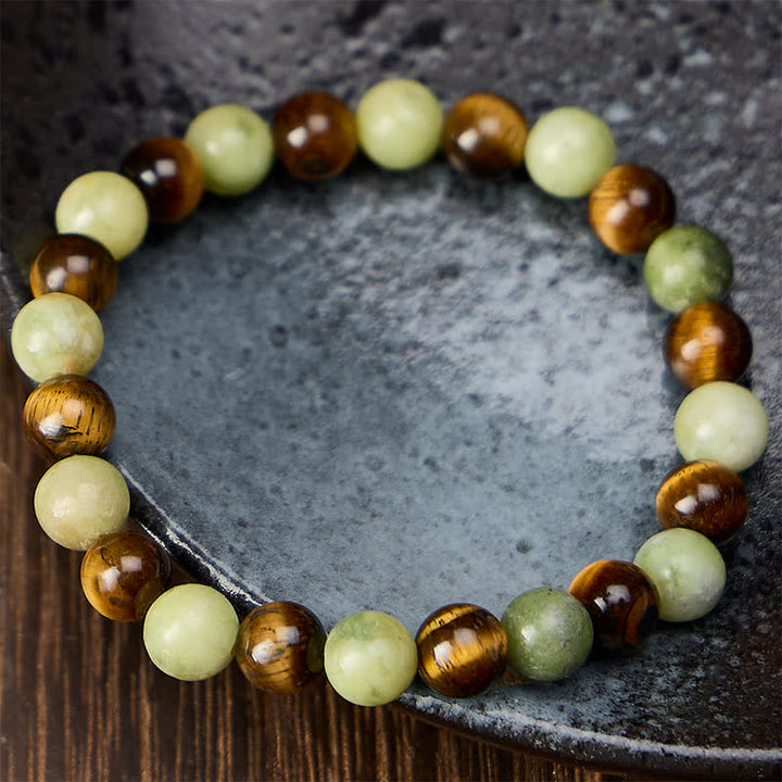 Buddha Stones Ronde Armband van tijgeroogjade voor extra kracht - image 1