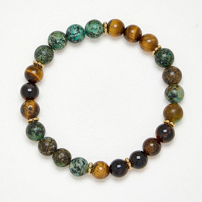 Buddha Stones Armband met kralen van tijgeroog, malachiet en groene agaat voor extra kracht. - image 3