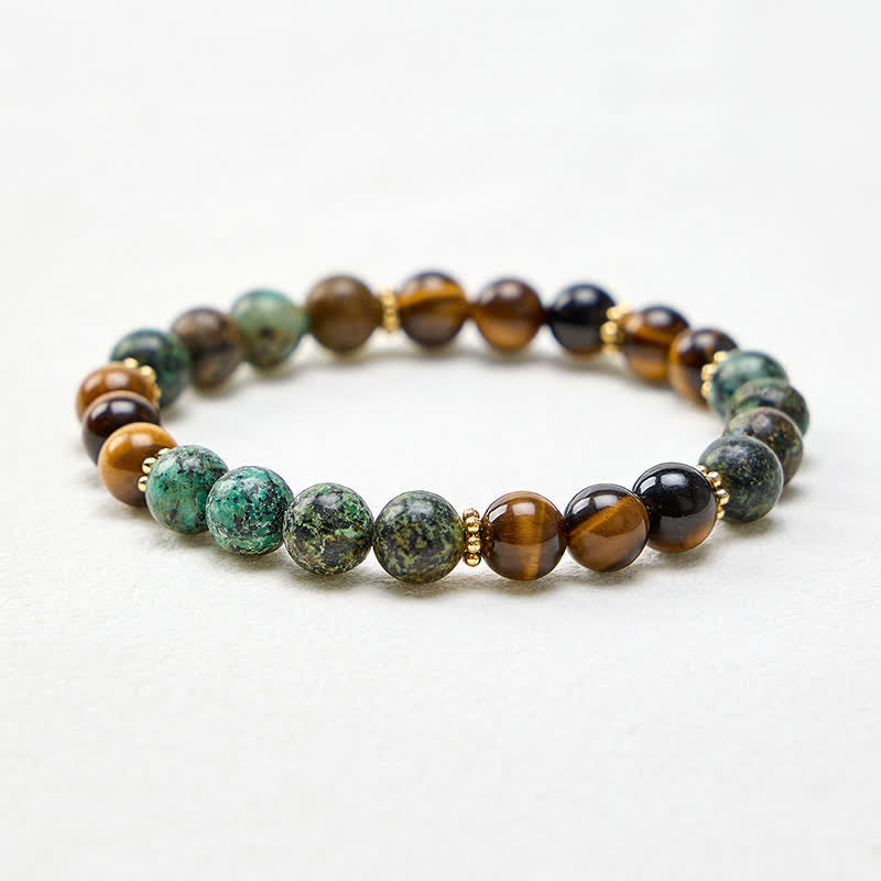 Buddha Stones Armband met kralen van tijgeroog, malachiet en groene agaat voor extra kracht. - image 4