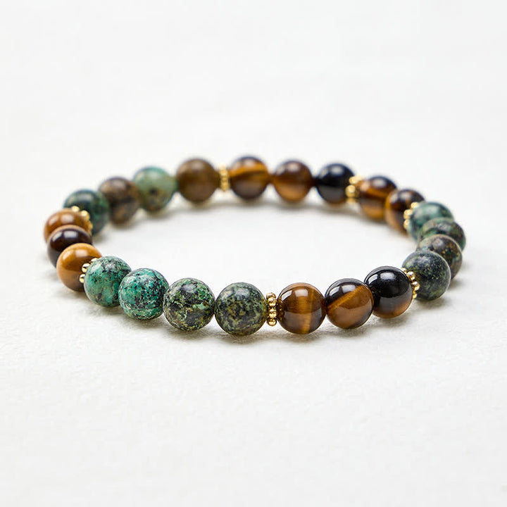 Buddha Stones Armband met kralen van tijgeroog, malachiet en groene agaat voor extra kracht. - image 4