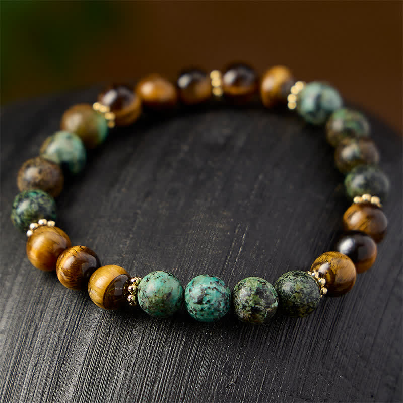 Buddha Stones Armband met kralen van tijgeroog, malachiet en groene agaat voor extra kracht. - image 2