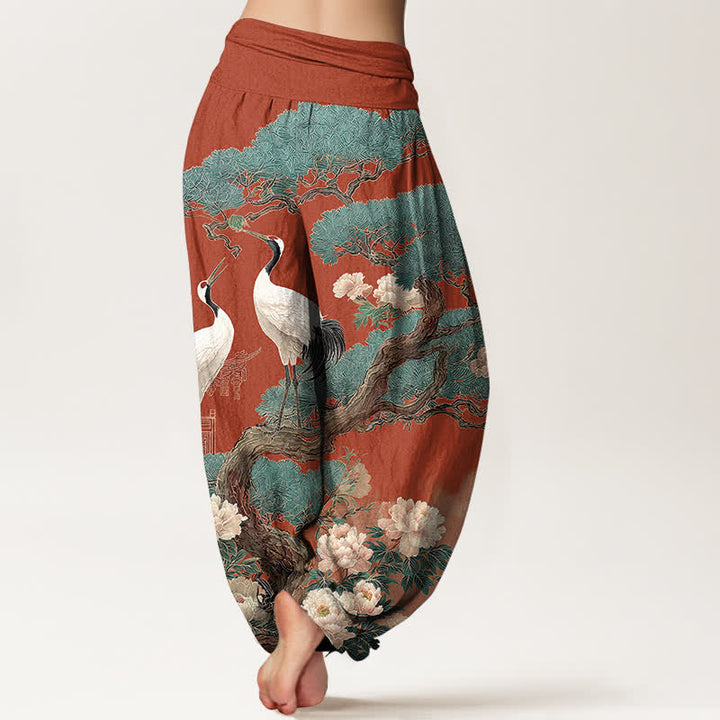 Buddha Stones Dames harembroek met elastische Taille en kraanvogelbloesempatroon - image 10