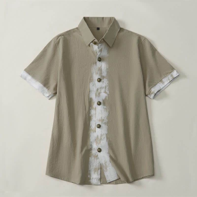Buddha Stones Zomerse casual boho tie-dye Overhemden met Korte mouw mouwen in effen kleur - image 1