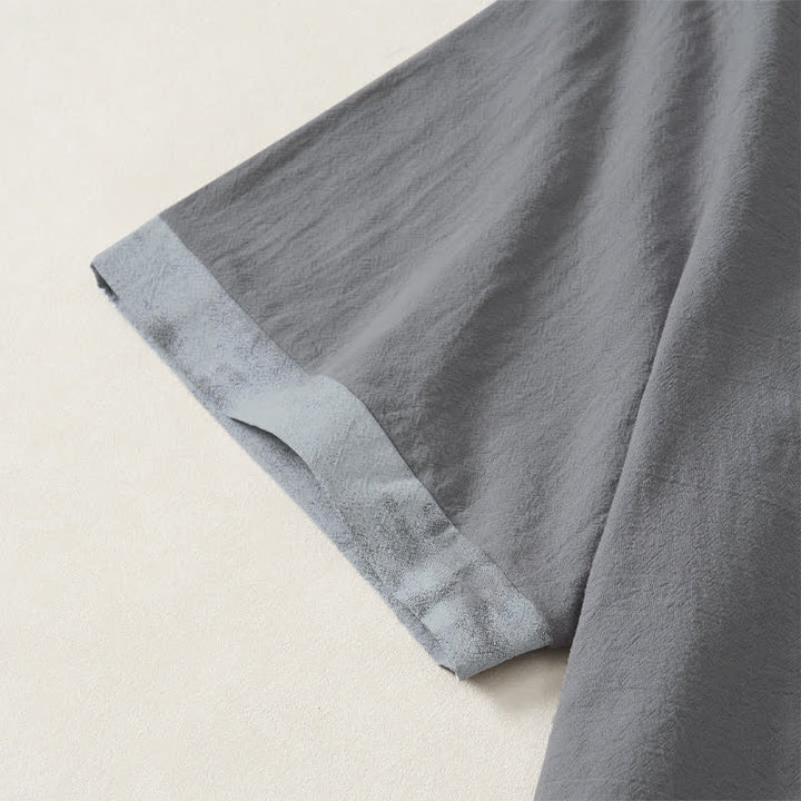 Buddha Stones Zomerse casual boho tie-dye Overhemden met Korte mouw mouwen in effen kleur - image 19