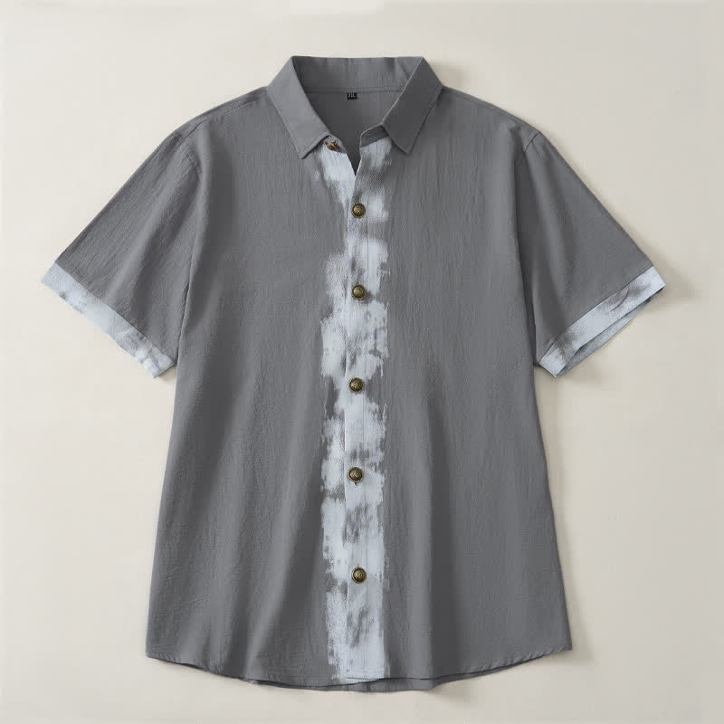 Buddha Stones Zomerse casual boho tie-dye Overhemden met Korte mouw mouwen in effen kleur - image 17