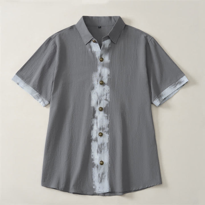 Buddha Stones Zomerse casual boho tie-dye Overhemden met Korte mouw mouwen in effen kleur - image 17