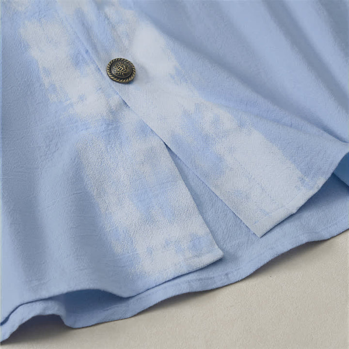 Buddha Stones Zomerse casual boho tie-dye Overhemden met Korte mouw mouwen in effen kleur - image 14