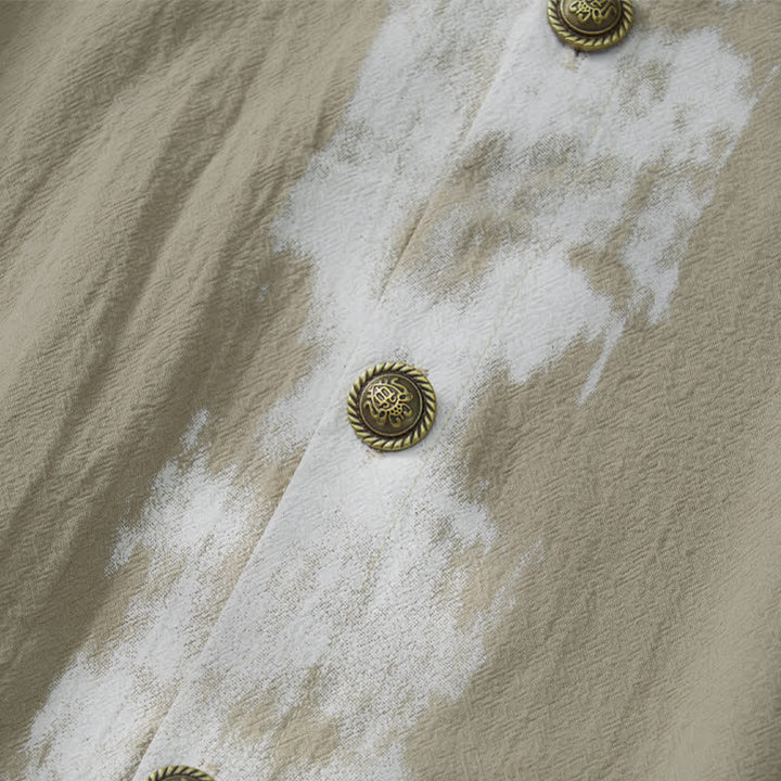 Buddha Stones Zomerse casual boho tie-dye Overhemden met Korte mouw mouwen in effen kleur - image 5