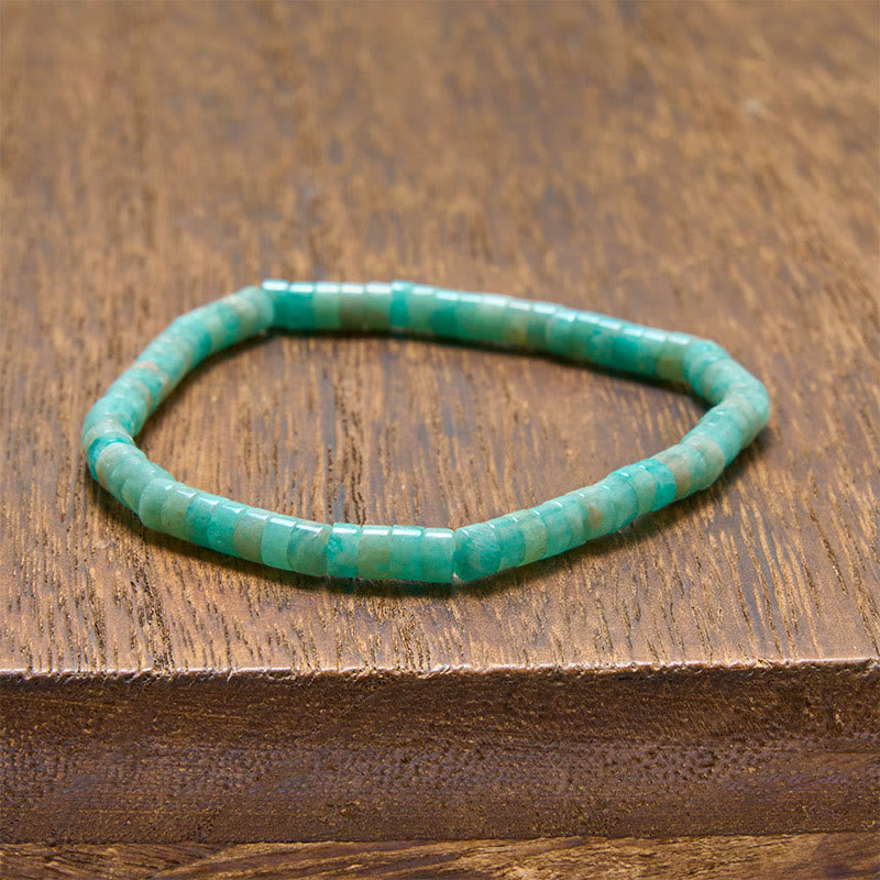 Buddha Stones Lapis Lazuli Truth Rechtgesneden Platte Armband - Amazoniet (Polsomtrek: 15-16 cm) - image 7