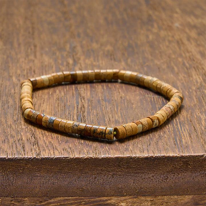 Buddha Stones Lapis Lazuli Truth Rechtgesneden Platte Armband - Picture Jasper (Polsomtrek: 15-16 cm) - image 10