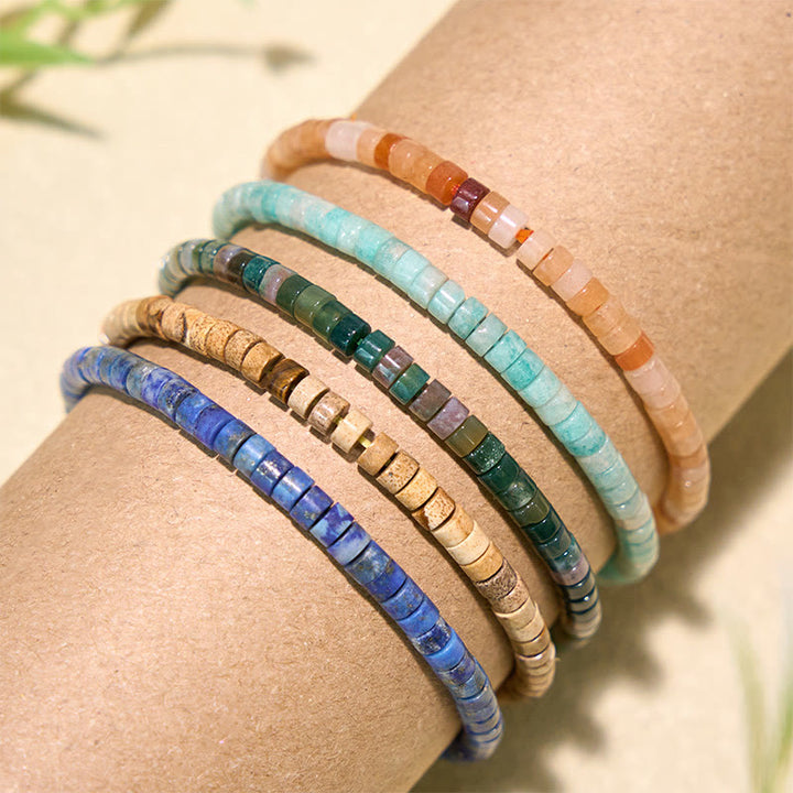 Buddha Stones Lapis Lazuli Truth Rechtgesneden Platte Armband - image 0