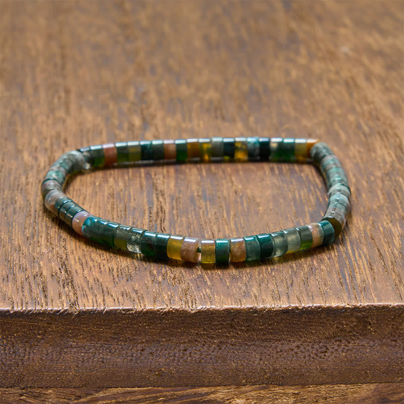 Buddha Stones Lapis Lazuli Truth Rechtgesneden Platte Armband - Mosagaat (Polsomtrek: 15-16 cm) - image 4