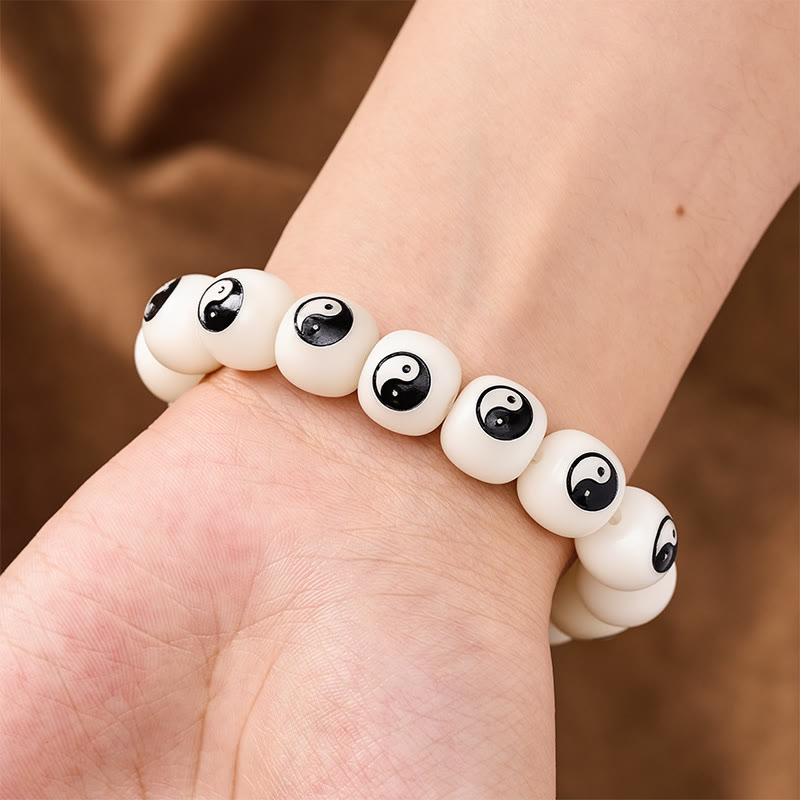 Buddha Stones Witte Bodhizaad Yin Yang Armband - image 3