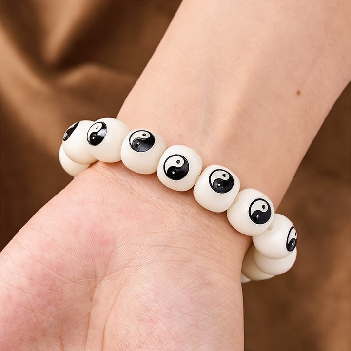 Buddha Stones Witte Bodhizaad Yin Yang Armband - image 3