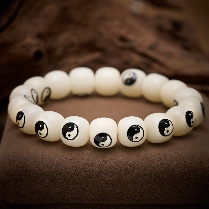 Buddha Stones Witte Bodhizaad Yin Yang Armband - image 2
