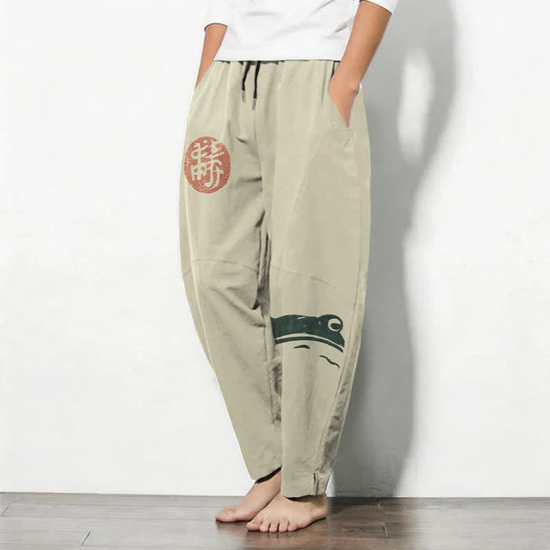 Buddha Stones Getailleerde herenbroek van 100% Cotton met trekkoord en zakken, met Zakken . - image 1